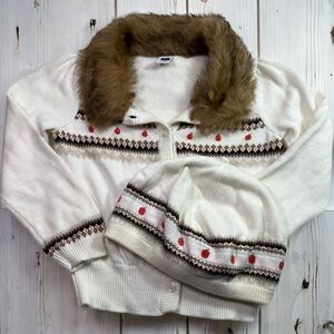 Janie and Jack Pumpkin Harvest cardigan sweater beret hat 3t HTF